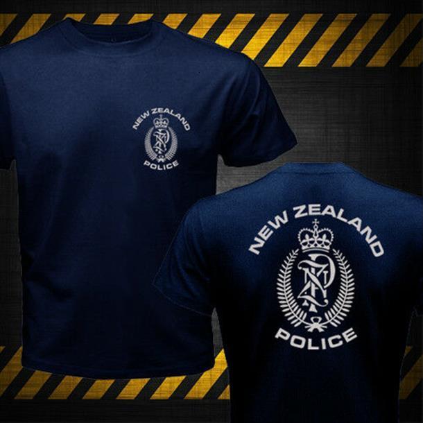 

Rare Zealand Police Cops Navy Men Tops Cotton Print Summer O Neck Hip Hop Tees Harajuku