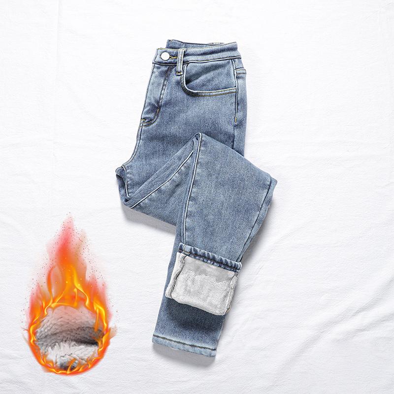 

Women's Jeans ZOENOVE Warm Pants For Women Harem Mom High Waist Denim Streetwear 2021 Korean Fashion Autumn Winter Fleece Womens, Blue