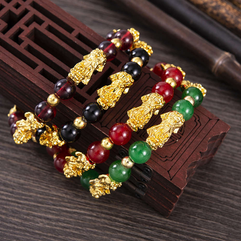

Hand catenary Five small silk color protection imitation Obsidian bracelet for women, Black