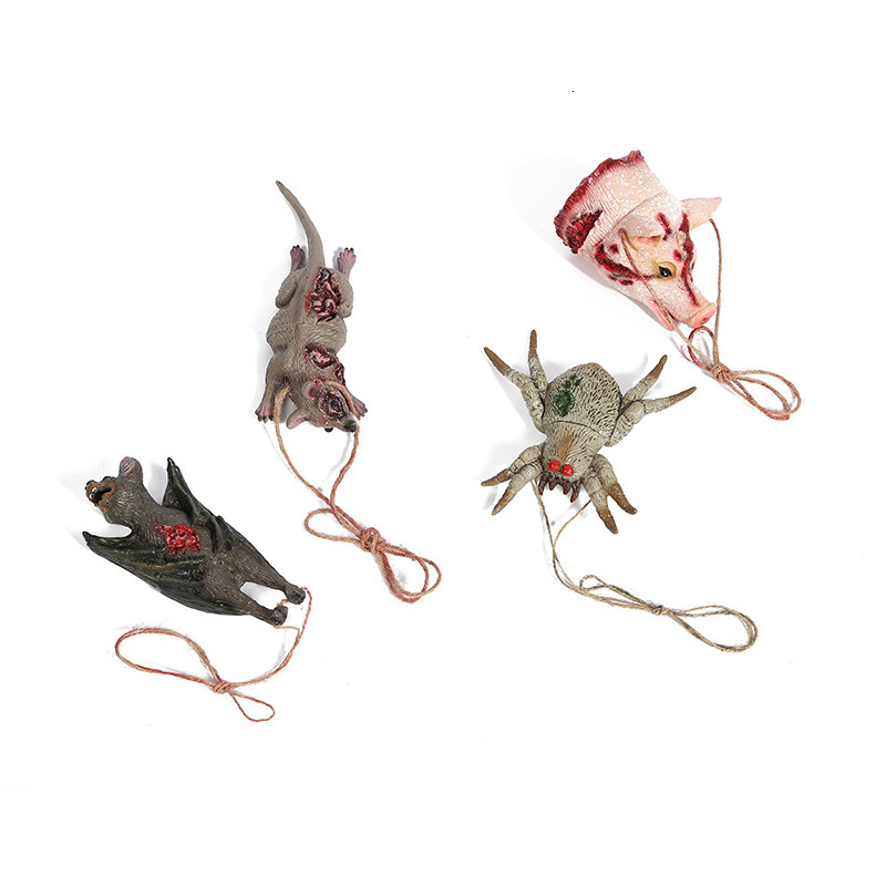 

halloween horror scary spider animal pendant trick mouse pig head necklace haunted house party props