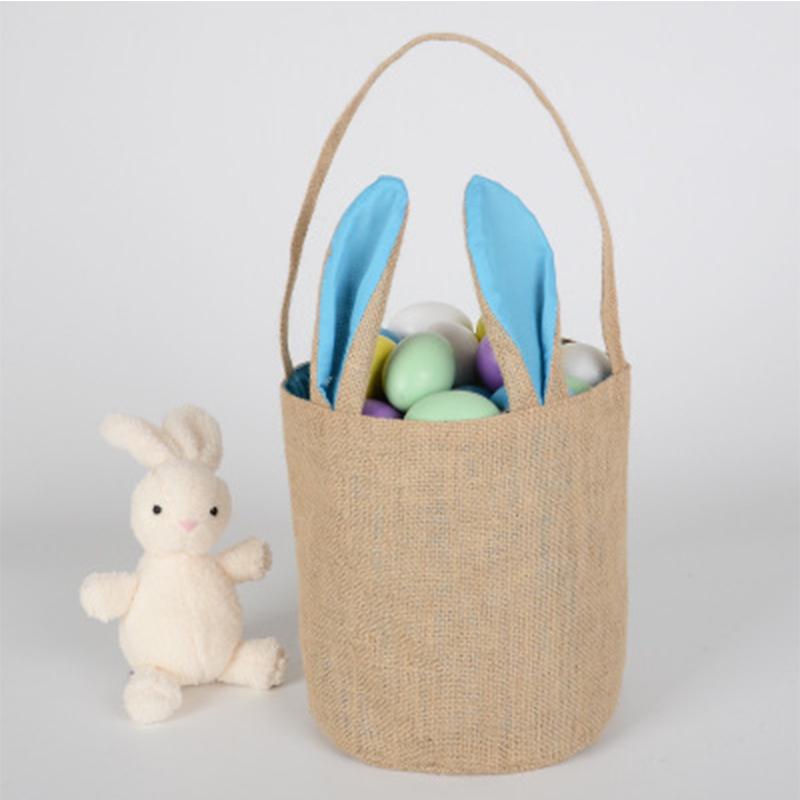 

Gift Wrap Happy Easter Rabbite Basket Ear Bucket Printed Toys Tote Bag Egg Hunt Handbag For Featival Party Kids