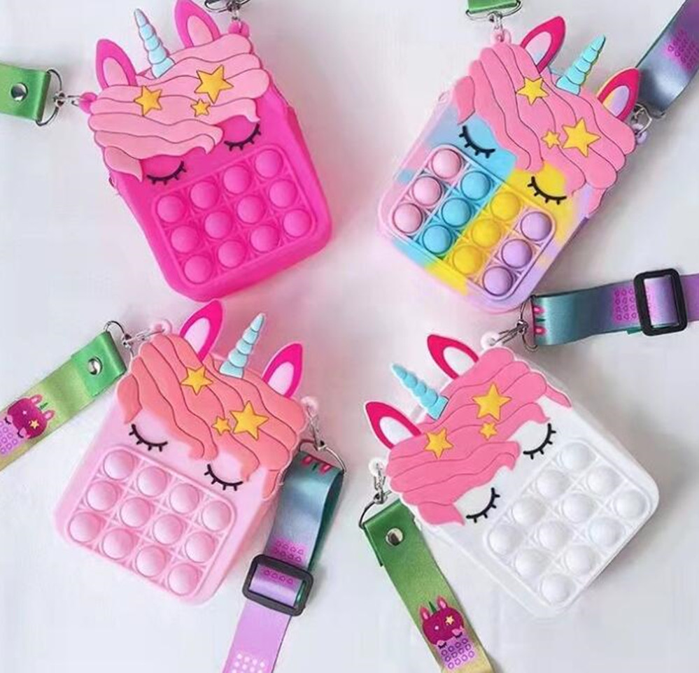 

Fidget Toys Sensory Fashion Bag kid Push Bubble Rainbow Anti Stress Educational Children And Adults Decompression Toys FY2915