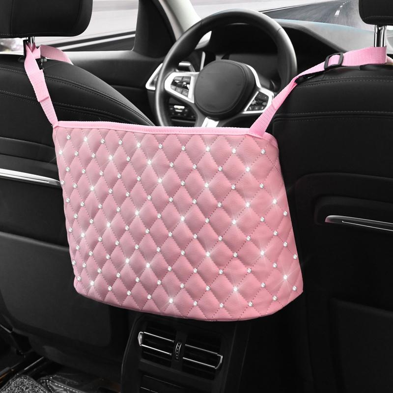 

Car Organizer Interior Storage Bag PU Leather Diamond Seat Center Console Handbag Auto Automotive Goods Tidy Accessories