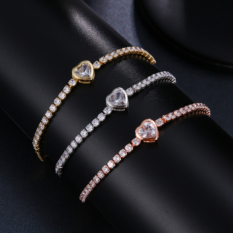 

Tennis bracelet Women's fashion adjustable chain bracelets cubic zirconia rose gold love gift luxury shiny jewelry with original box