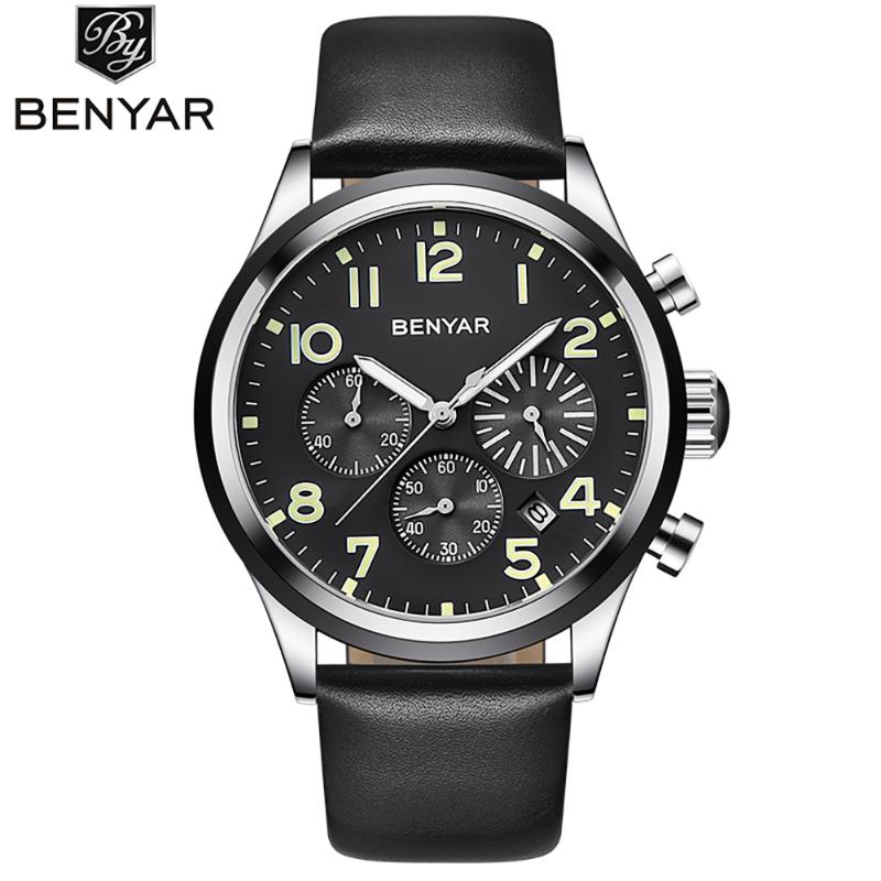 

Wristwatches Men's Sport Quartz Wristwatch Luxury Leather Strap Business Waterproof Watch Relogio Masculino, Slivery;brown