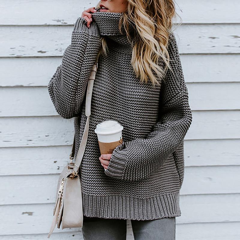 

Fashion Winter Knitted Women Solid Colors Long Sleeve Sweater Turtleneck Pullover Tops Knitwear Casual Loose Jumper#g3 Women' Sweaters, Pink