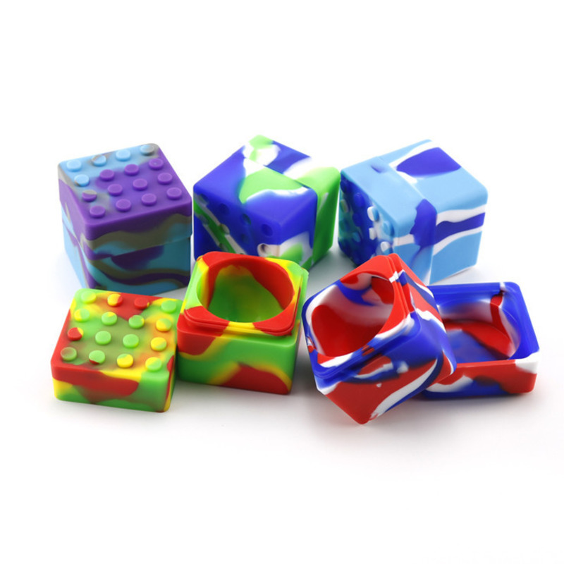 

60ml silicone cube jars square lego dab wax container dry herb silicon wax containers oil jar