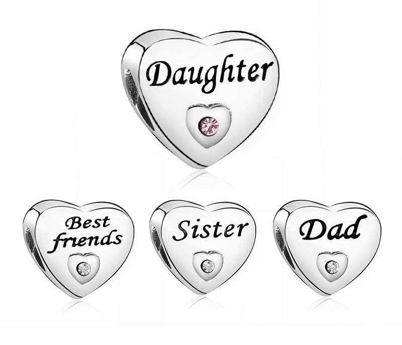 

Fits Pandora Bracelets 30pc Sister Daughter Grand daughter Best Friends Charms Beads Silver Charms Bead For Women Diy European Necklace Jewelry