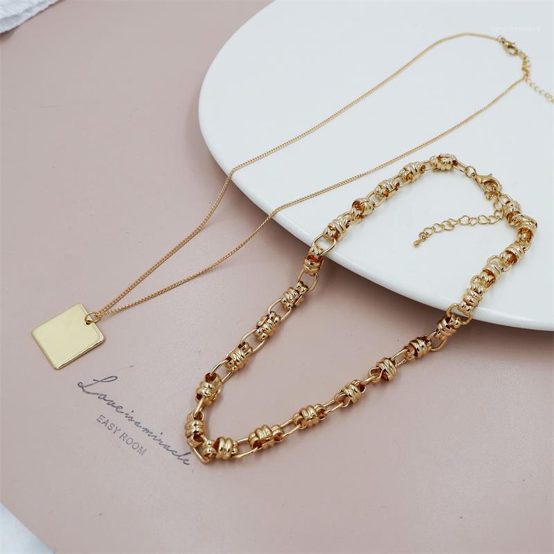 

Fashion Multi Layer Square Necklace Trendy Zinc Alloy For Women Gold Silver Color Design Jewelry Gift Chains