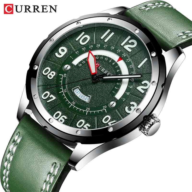 

CURREN Mens Watches Top Brand Fashion Sports Wristwatches Quartz Men's Watch Date Leather Waterproof Men Clock Relogio Masculino 210517, Brown