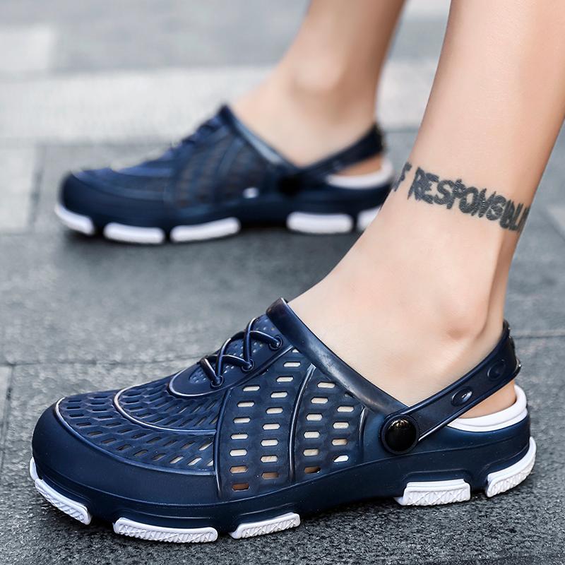 

Sandals Men Outdoor Beach Casual Shoes Summer Flip Flops Slippers Flats Water Fashion Jelly Masculina, Black