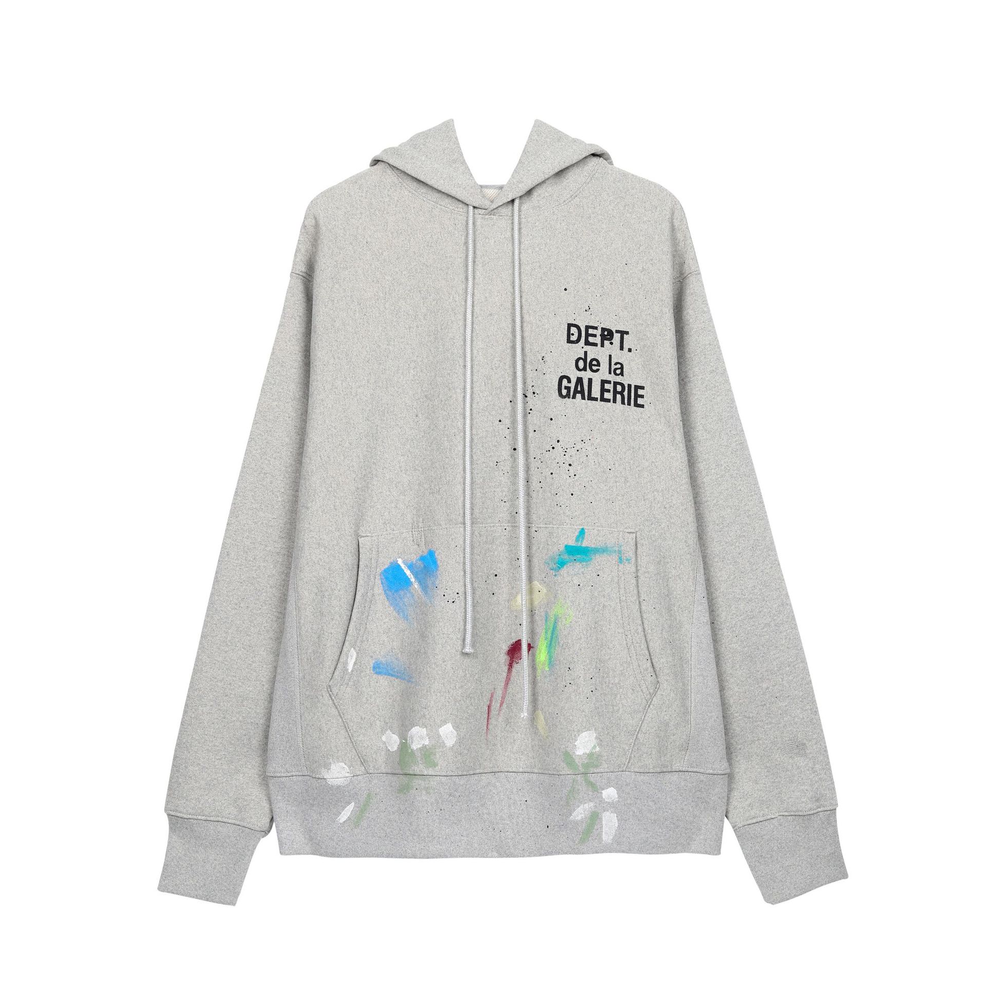 

Hip-hop High Street Kanye men's and women's Sweatshirts hand-painted splash ink letters LOGO printing hooded sweater, Lake blue