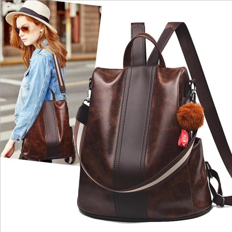 

Outdoor Bags 2021 Style Women Tote Bag Leather Backpack Shoulder Backpacks In Black Brown Casual Female Designer