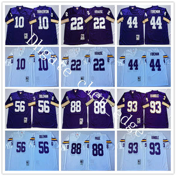

NCAA Football 10 Fran Tarkenton 22 Paul Krause 28 Adrian Peterson Jerseys 93 John Randle Chuck Foreman Chris Doleman Cris Carter Alan Purple, 44 white