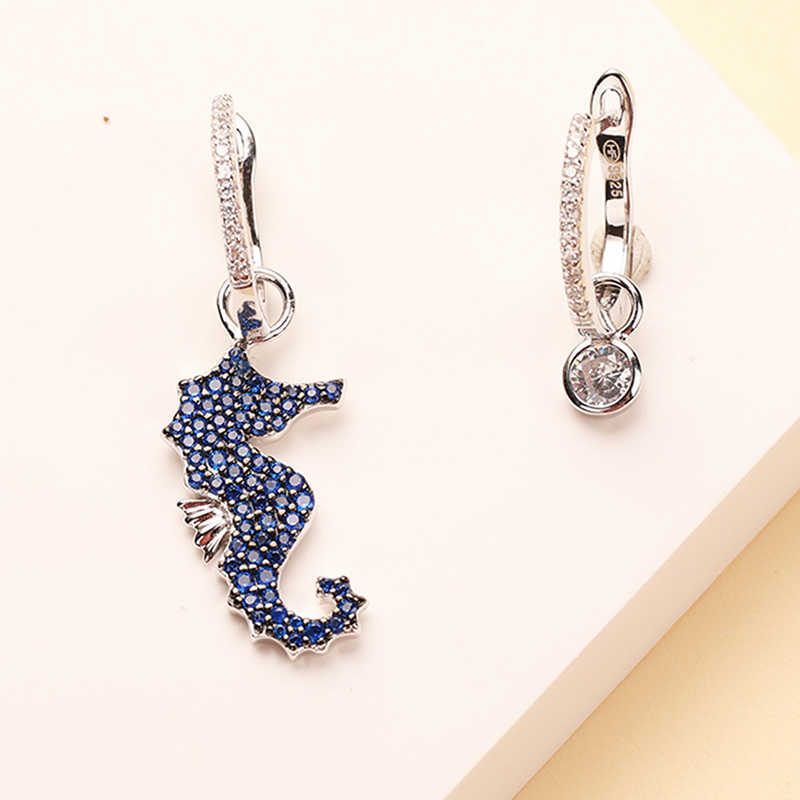 

Pendant NecklacesHEF jewelry original seahorse Earrings femininity simple asymmetric Earrings 925 Silver