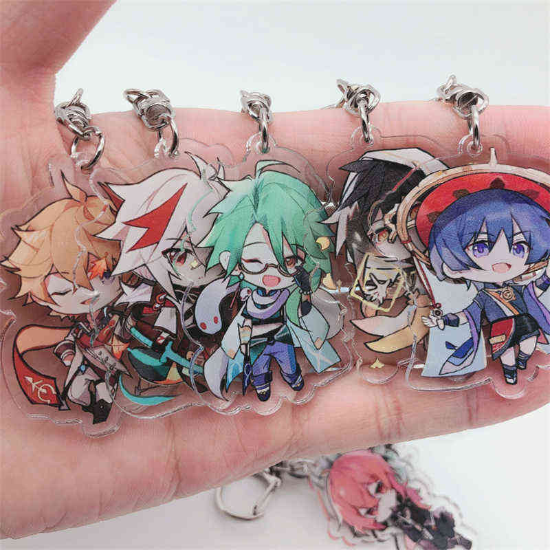 

Anime Genshin Impact Keychain Kunikuzushi Scaramouche Cosplay Accessories Key Chain Pendant Cartoon Badge For Boy Girl Kid Gift Y1231