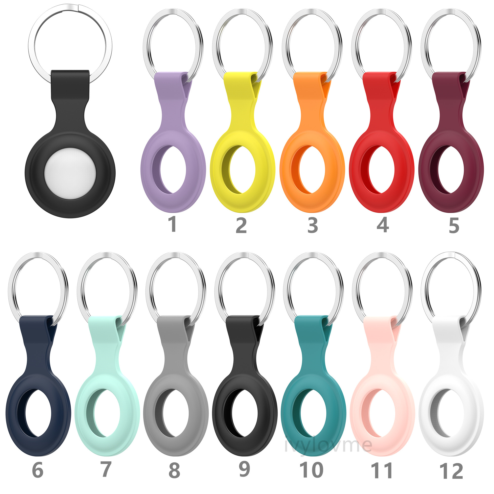 

For Apple Airtags Locator Tracker airtag case keychain Silicone Anti-lost Cover Sleeve protective case for airtags Holder air tag, Customize