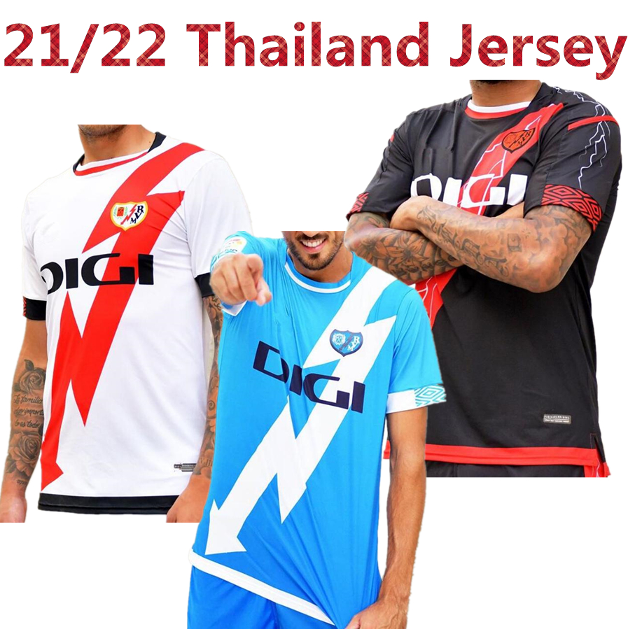 

Rayo Vallecano 21/22 soccer jerseys home away Isi bebe Qasmi Alvaro Andrés Fran García santi Comesaña camisetas de fútbol men+kids kit football shirts 2021 2022 third blue, Yellow
