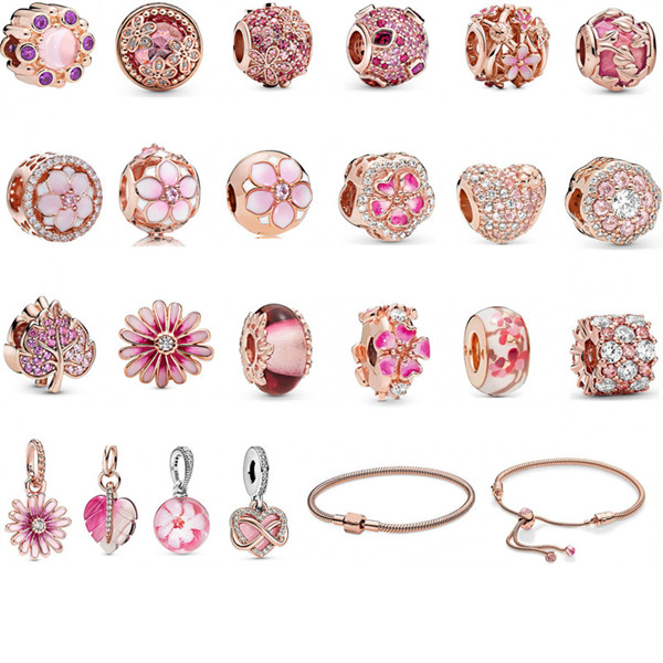 

Magnolia Bracelet 925 Silver Charm Accessories Bracelets Peach Flower Pendant Bangle Charms Magnoliaeflora Beads as Gift Diy Wedding Jewelry