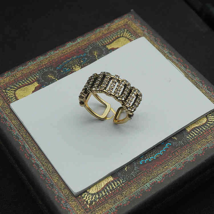 

Band Rings Finger d Family Ja Full Diamond Letters Fashion Trend Hollow Out Female Di Brass Net Red Same Style