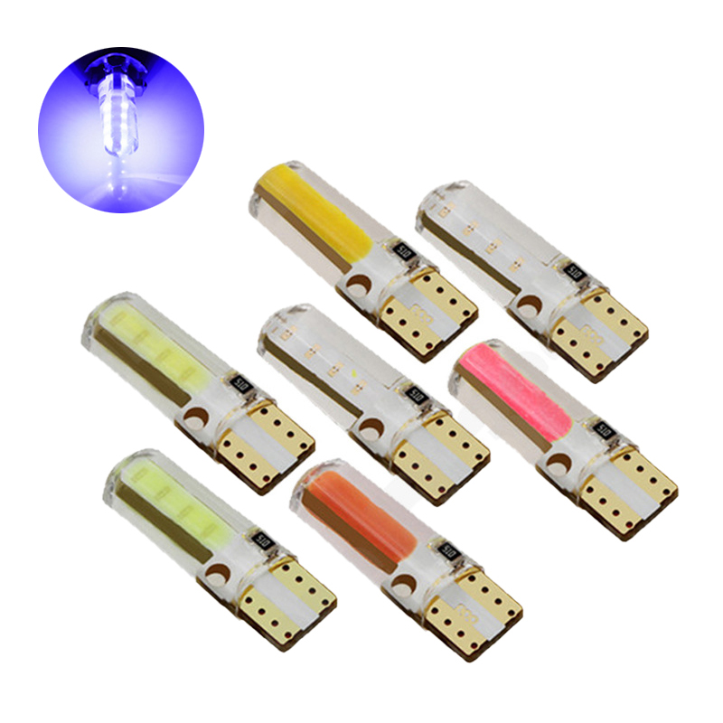 

100Pcs Blue T10 W5W 168 194 2825 COB 8SMD Silicone LED Car Bulbs For Clearance Lamps License Plate Lights 12V