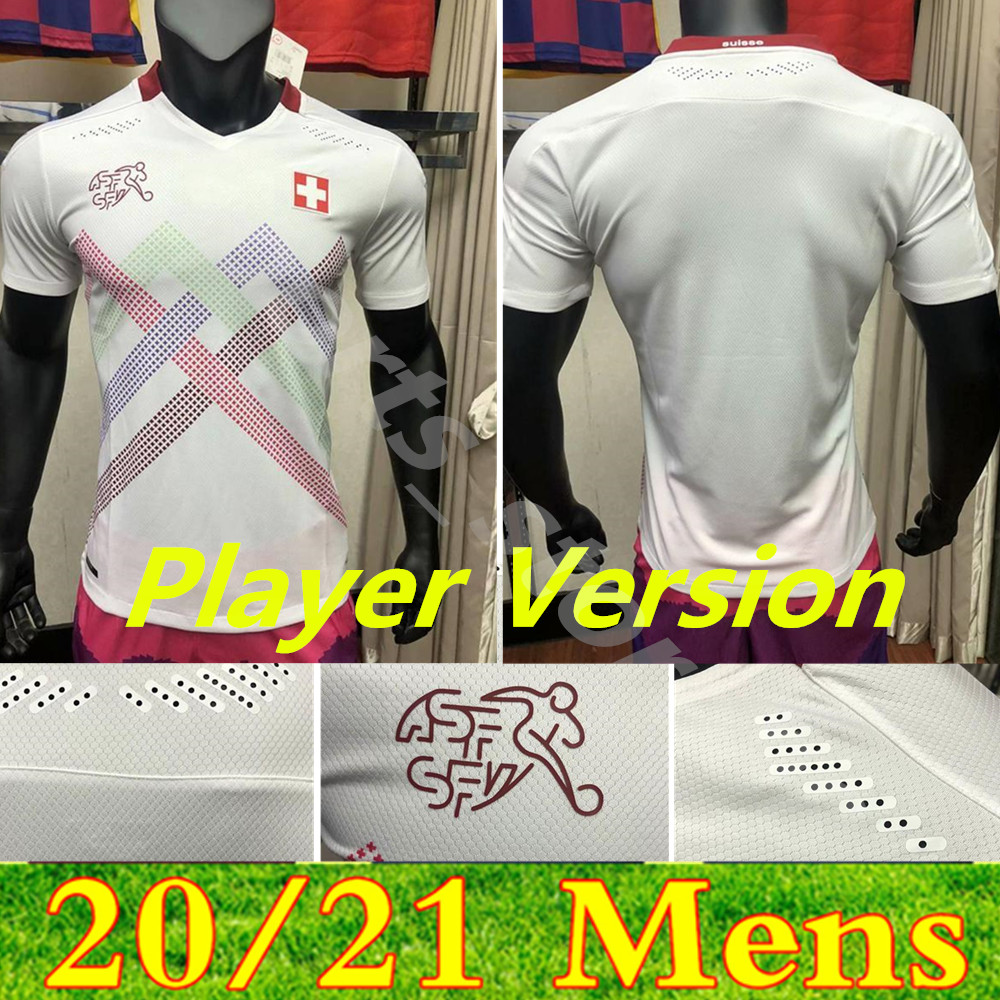

Player Version 2021 Switzerland Soccer Jersey SEFEROVIC SHAQIRI EMBOLO BEHRAMI FREULER Customize 20 21 Suisse White Football Shirt, Colour 1