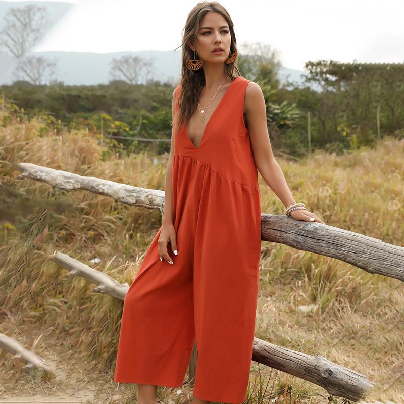 

Women' Jumpsuits & Rompers Summer Womens Jumpsuit Loose Pants Boho Chic Overalls For Female Ladies Plus Size One Piece Clothing Salopette, See chart