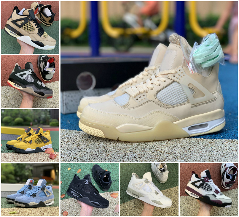 

Top Quality 4 4s Basketball Shoes Men Women University Blue TAUPE HAZE Cream Sail The White Cement Oreo Bred Court Purple Black Cat Union Royalty LA NOIR Sneakers, Box