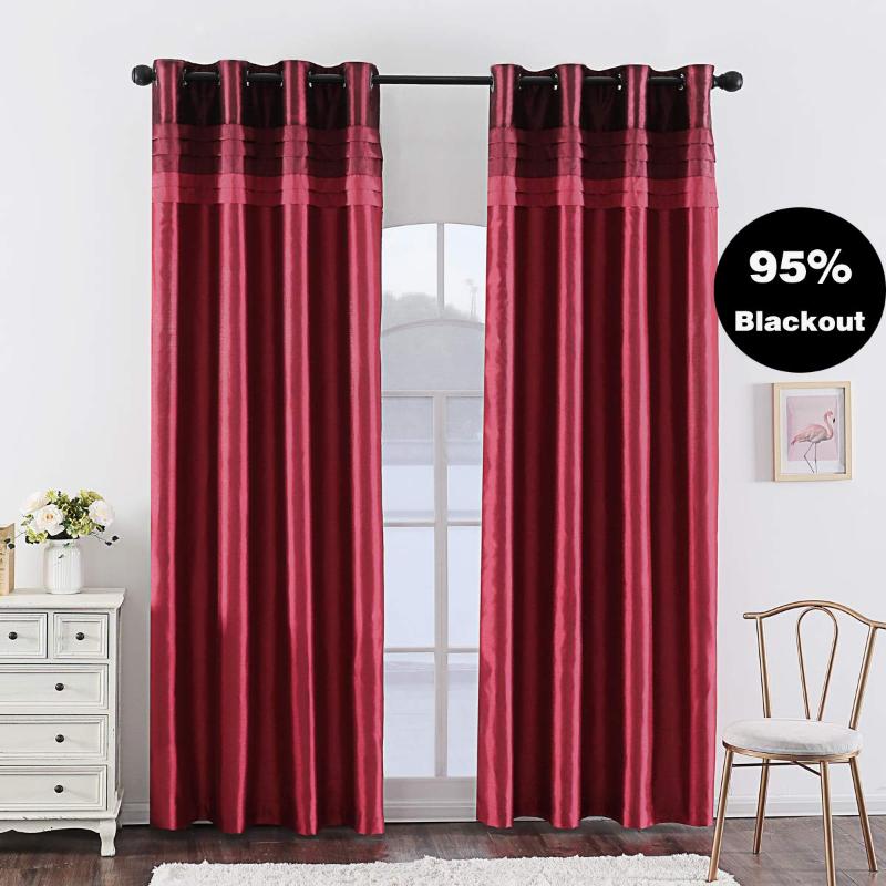 

Curtain & Drapes Luxury Faux Silk Blackout Curtains For Bedroom Kitchen Living Room El Elegant Stitching Divider Blinds