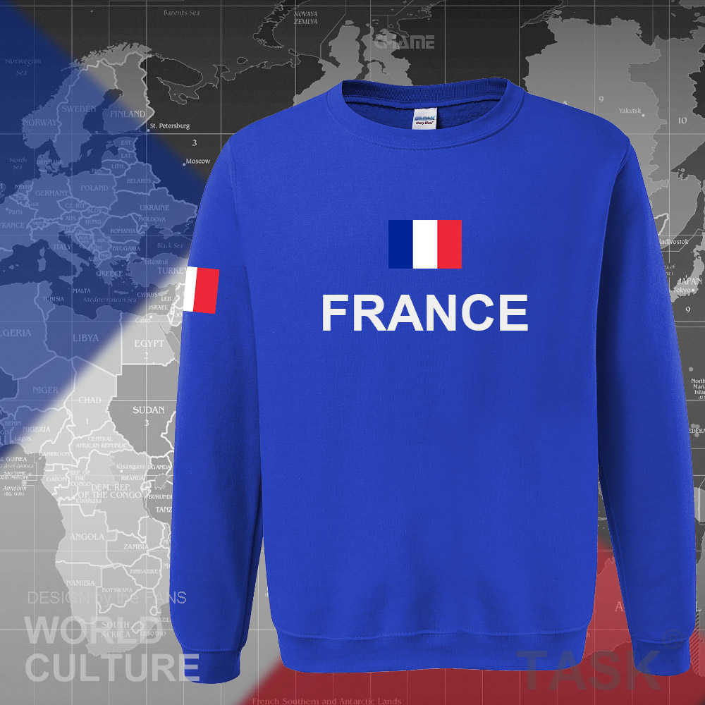 

France hoodies men sweatshirt sweat new hip hop streetwear clothing jerseys FRA loose tracksuit nation French flag fleece FR X0601, Roundneck red