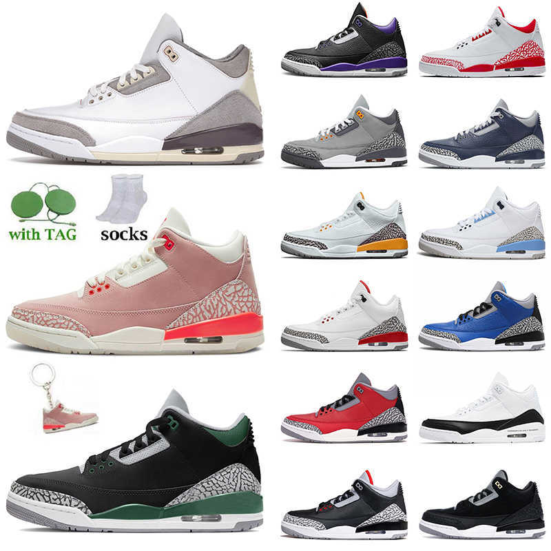 

2021 Newest Jumpman 3 Basketball Shoes Mens Womens 3s A Ma Maniere Pine Green Cool Grey Trainers Midnight Navy Rust Pink Racer Blue Court, B4 rust pink 36-47