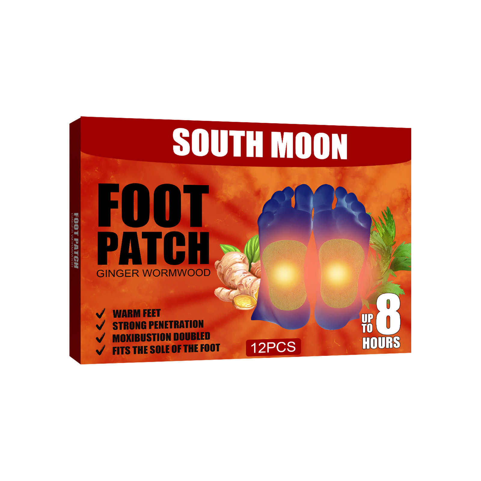 Free freight South Moon Foot care patch improve sleep quality relieve stress ward off cold and keep warm 12pcs-image-752122431