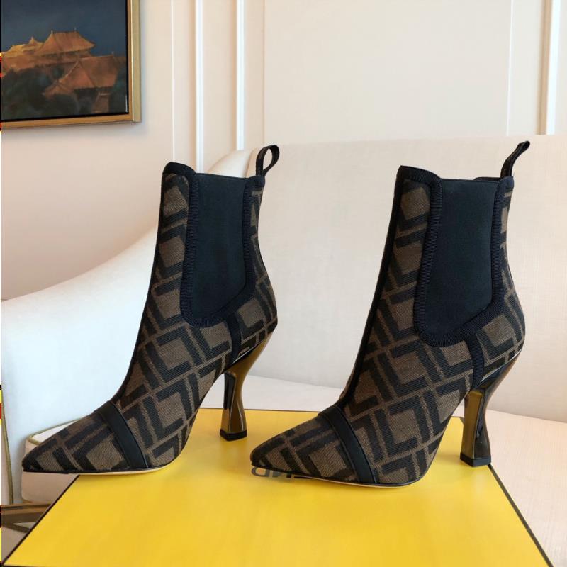 

brown pull-on colibri ff toes chelsea high-heeled lacquered heel pointed ankle mesh boots leather designer booties outsole women luxury ppeu, Black