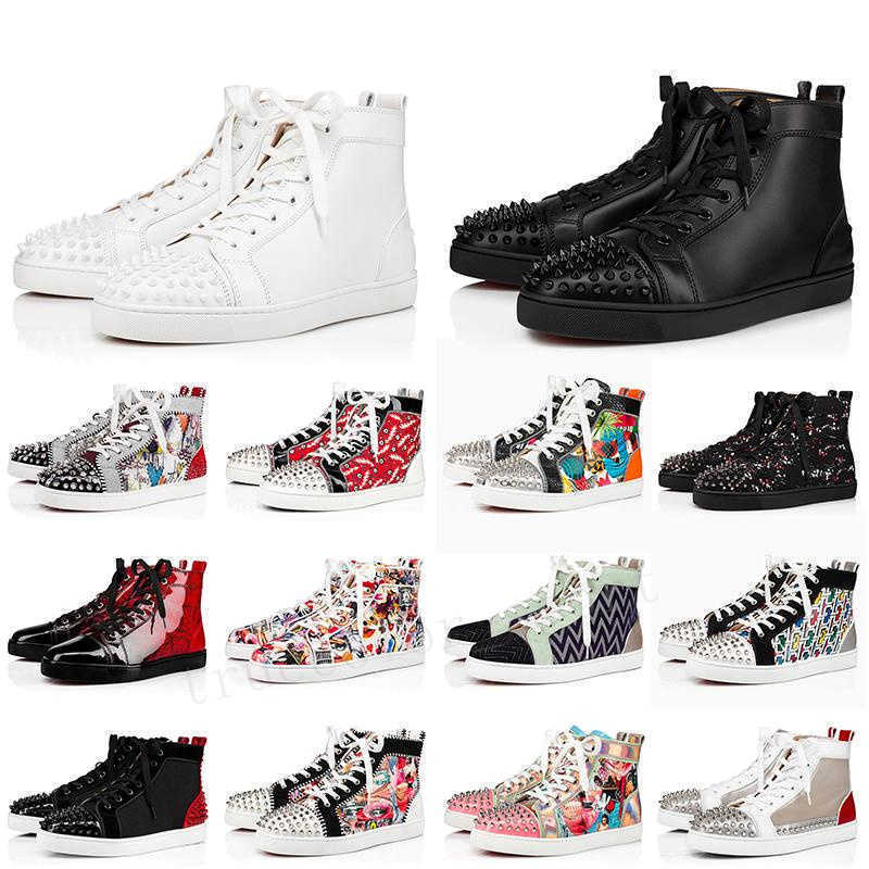 

Luxury Fashion christians Brand Red Bottoms Casual Spike Shoes Luxurys Women Mens Designer Trainers Studded Leather Loafers Rivet Black, 24