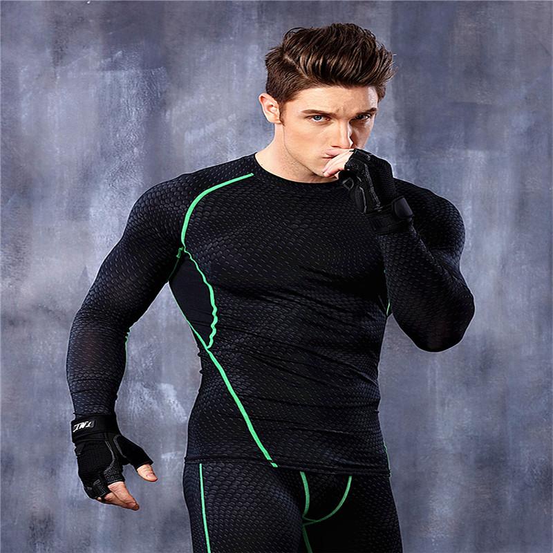 

Men's Body Shapers 2021 Brand Fitness Men Long Sleeve Tops Quick Dry Workout Breathable Compression Sweat Underwear Clothing