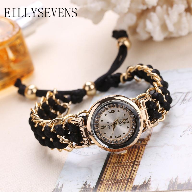

Wristwatches Ladies Fashion Rope Watches Women Knitting Chain Winding Band Quartz Movement Wrist Watch Casual Bracele, Brown