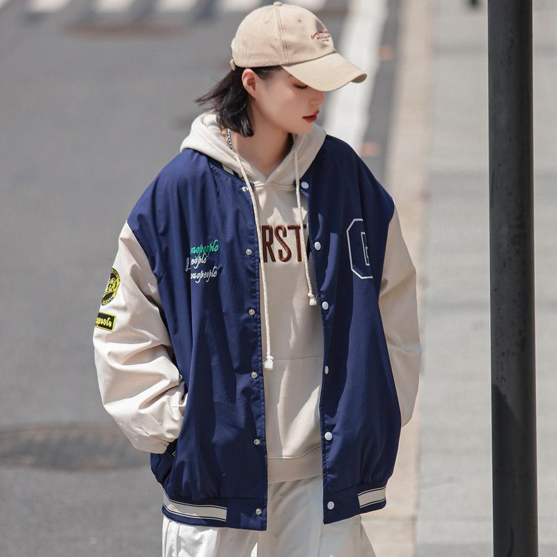 

Women's Jackets High Quality Women Baseball Uniform Oversized Jacket Autumn 2021 Retro Button All-match Spring Long Sleeve Top, Black;brown