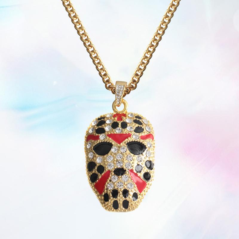 

Pendant Necklaces Hip Hop Peking Opera Gang Mask Necklace Cuban Chain For Men