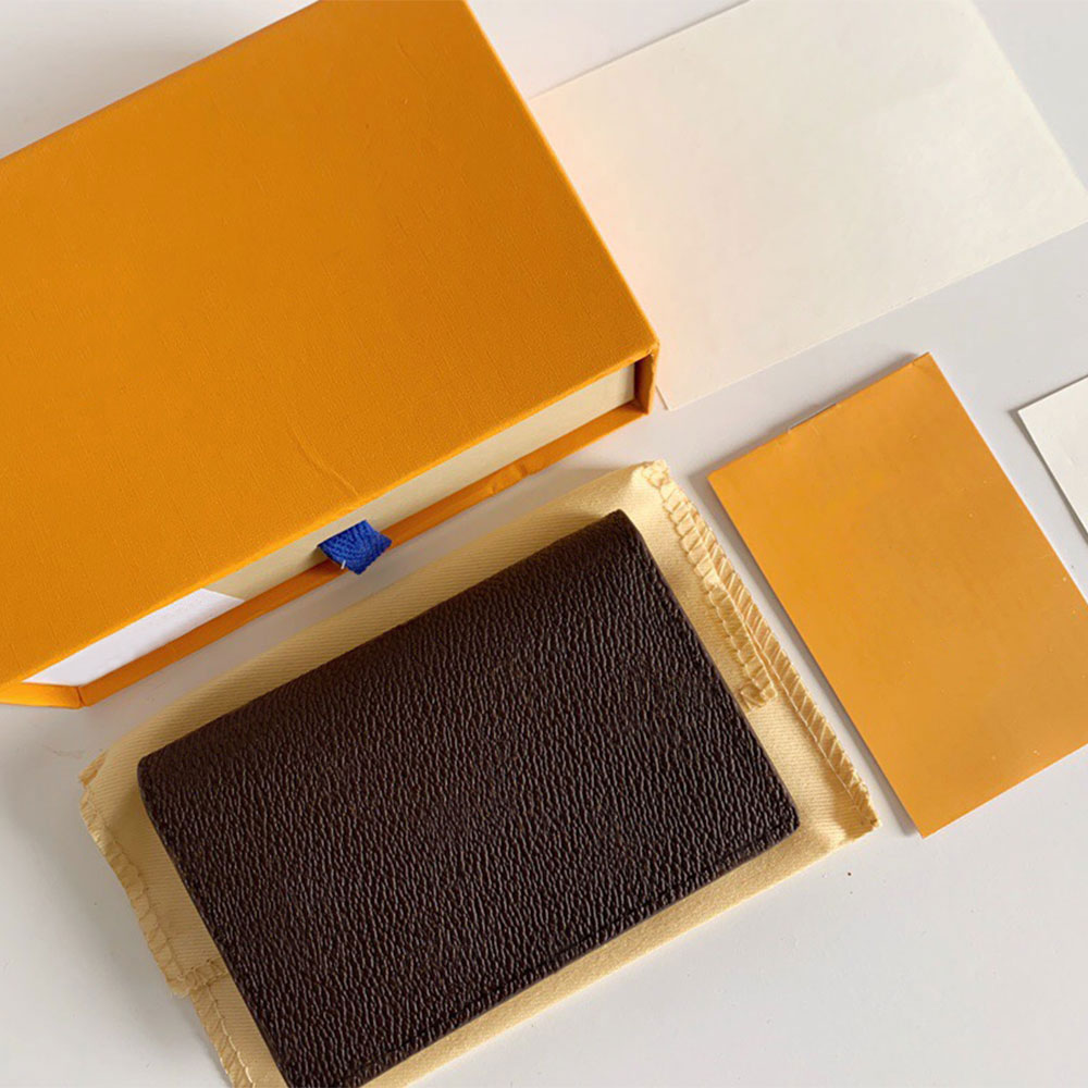 

High Quality Genuine Leather Card Holders Women Wallet Holder Classic men short Wallets M63144 plaid Fashion Designer mens purses Womens pur, Brown;gray