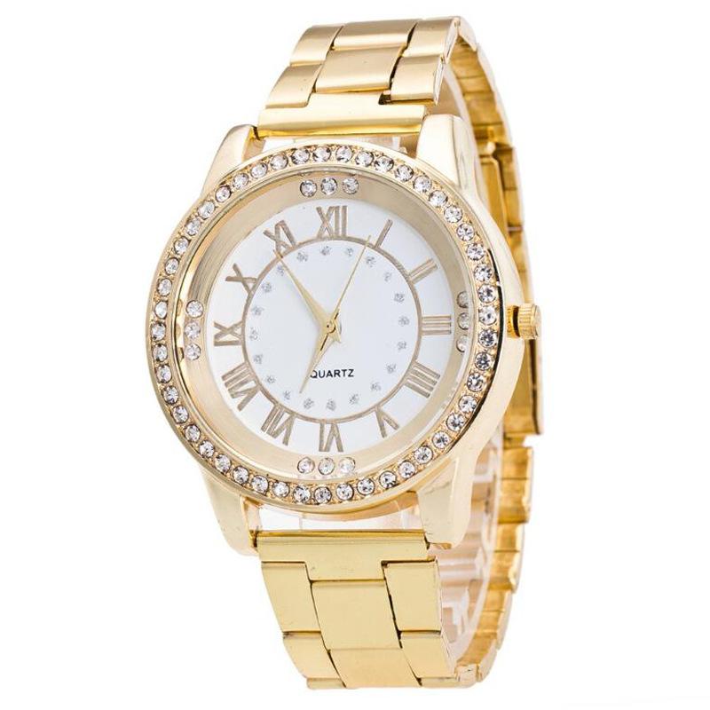 

Wristwatches Luxury Women Watches Gold Watch Dress Rhinestone Quartz Stainless Steel Relojes Para Mujer Relogio Feminino, Slivery;brown