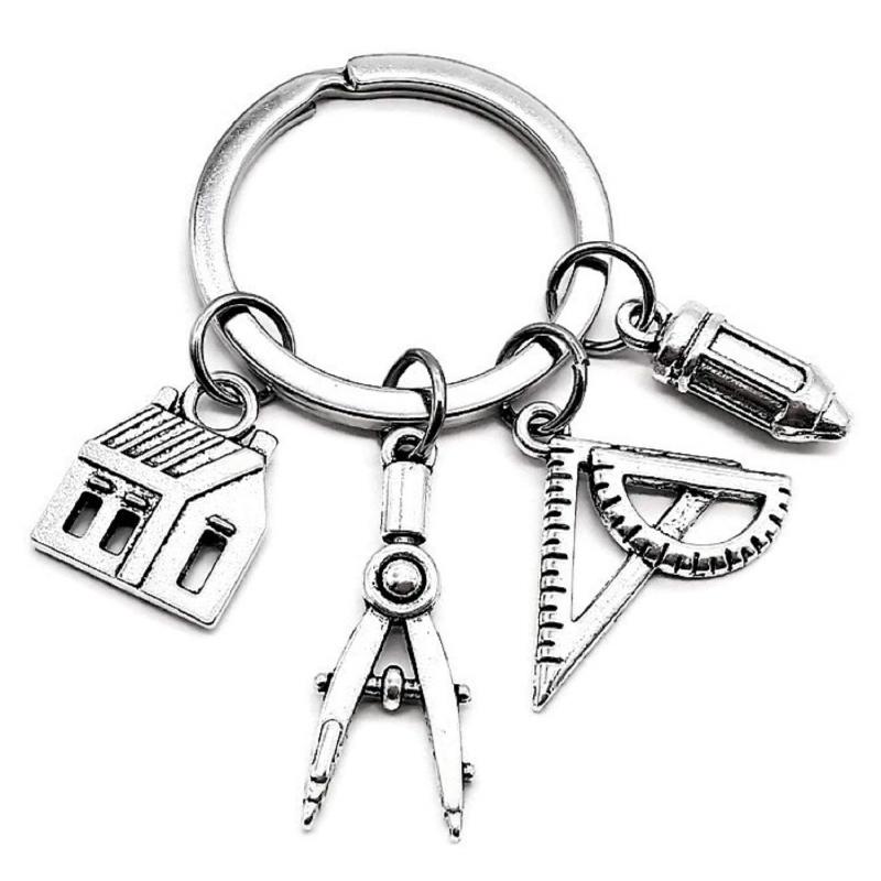 

Keychains 2021 House Compass Ruler Real Estate Architect Engineer Engineering Student Drawing Keychain Dropshopping