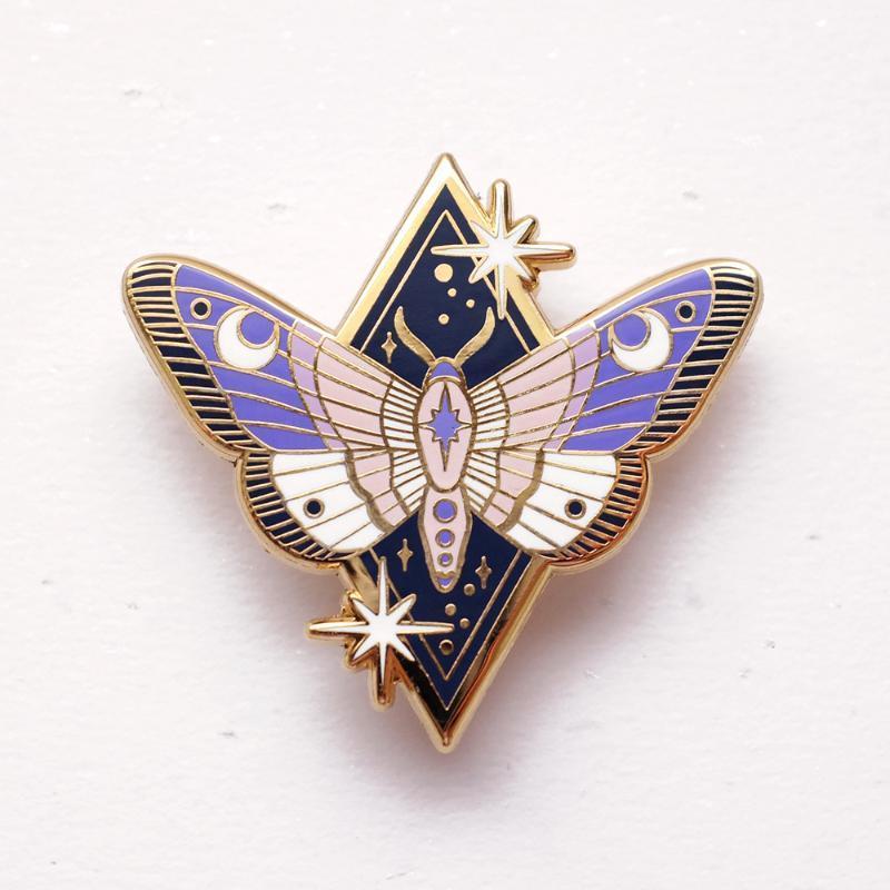 

Pins, Brooches Starlight Pink Moth Hard Enamel Pin Beautiful Purple Butterfly Cute Animal Metal Badges Accessories Moon Goddess Badge Jewelr, Gray