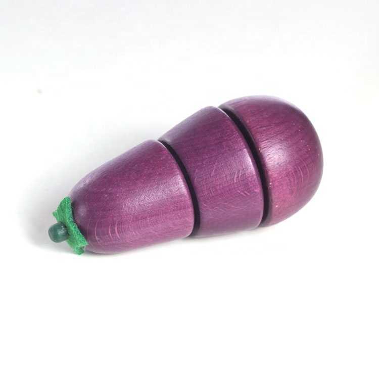 

Kitchen Role Play Wooden Fruit and Vegetable Cooking Eggplant Cutting Food Sets