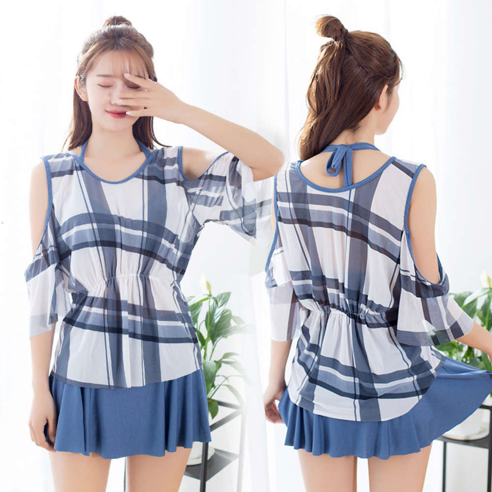 xl Sexy Bikini Three Piece Set Small Chest Gathered with Strip Steel Split Skirt Girls&#039; Holiday Swimsuit triangl swimwear-image-692549197