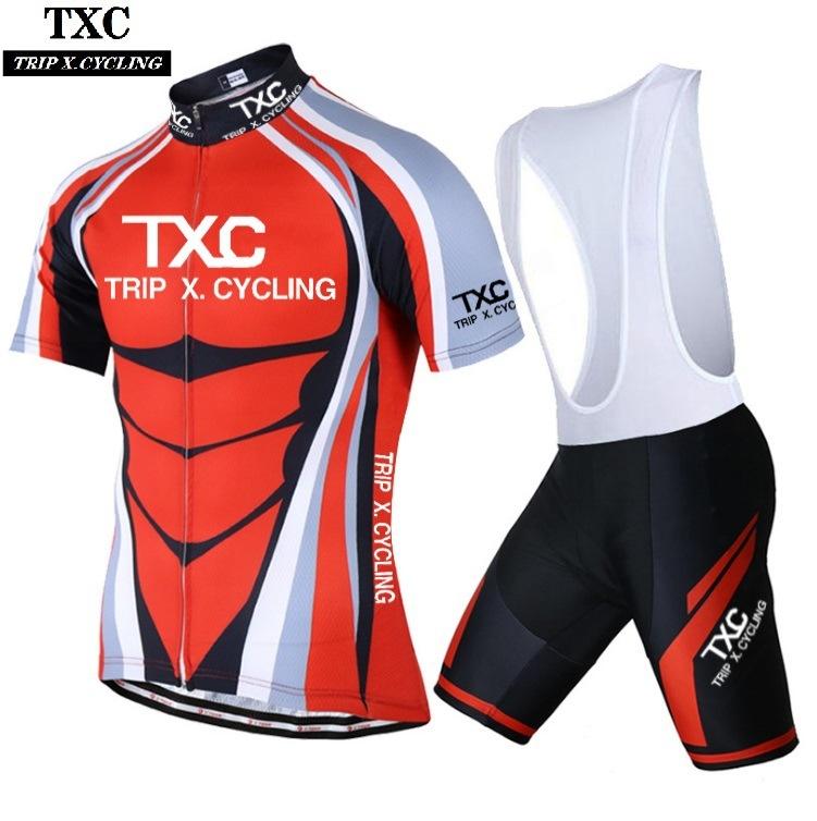 

racing sets txc short sleeve backpack cycling suit summer men's (women's) bicycle moisture absorption and sweat wicking sports, Black;blue