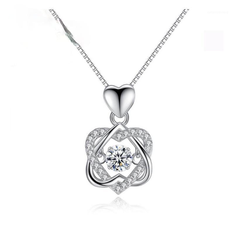 

Chains 520 Heart-shaped Necklace Women Beating Heart Pendant S925 Pure Silver Clever Valentine's Day Gift