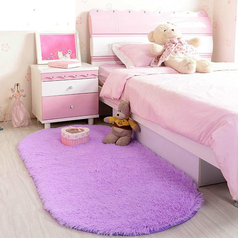 

Carpets Ellipse Shape Pink Area Rug Bedroom Living Room Short Hair Soft Carpet Non-slip Baby Mat (1pc) 12Colors