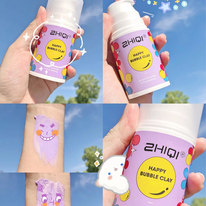 

50g Purple Bubble Clay Mask Remover Blackheads Shrinking Pore Smear Mud Cream Skin Deep Cleaning Face Masks