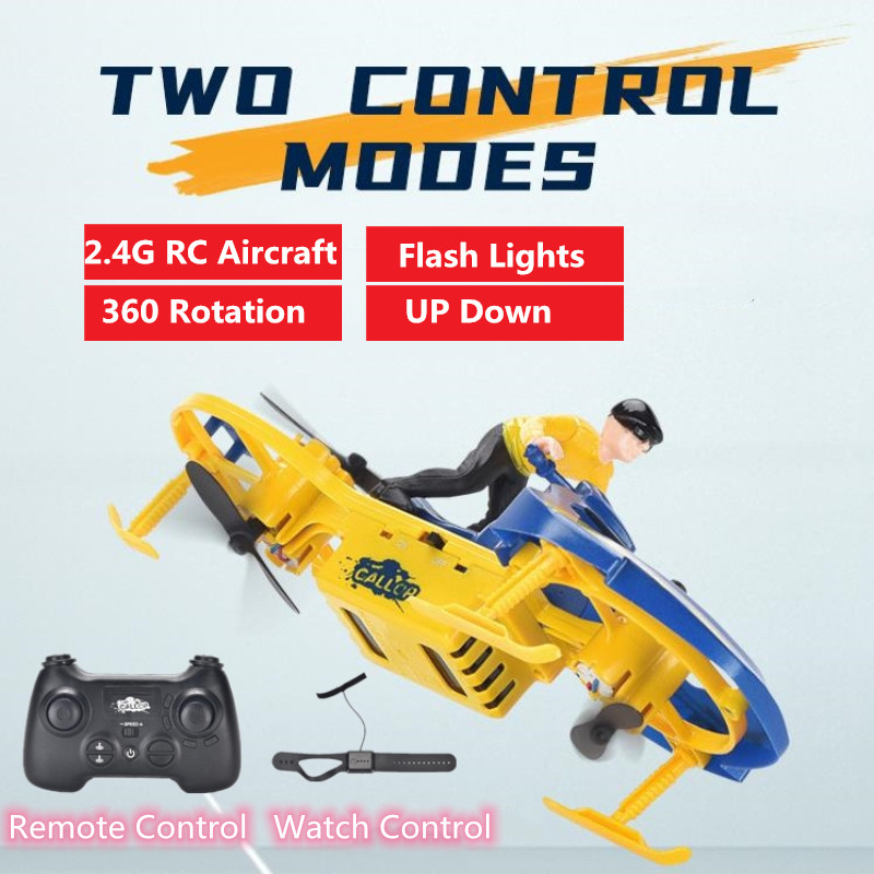 

New Watch Control & Remote Control aircraft Gravity sensor RC Drone Toy With flash lights speed switch rotation one key demo, Remote control 1
