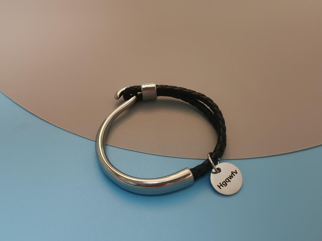 

Bangle Hgqwfv Jewelry Leather Bracelet Stainless Steel For Men Women